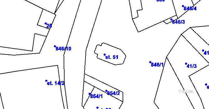 Parcela st. 51 v KÚ Lhotice u Jemnice, Katastrální mapa