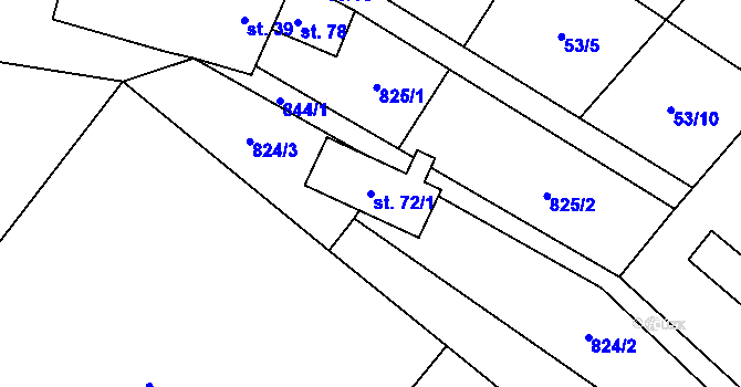 Parcela st. 72/1 v KÚ Lhotice u Jemnice, Katastrální mapa