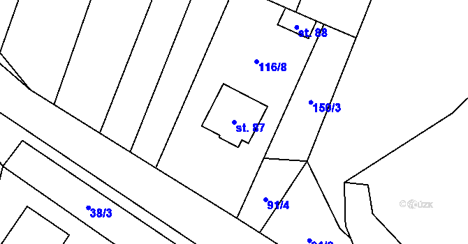 Parcela st. 87 v KÚ Lhotice u Jemnice, Katastrální mapa