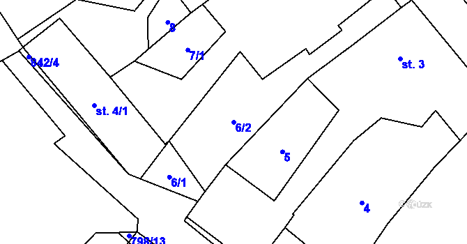 Parcela st. 6/2 v KÚ Lhotice u Jemnice, Katastrální mapa