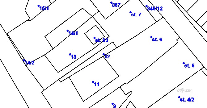 Parcela st. 12 v KÚ Lhotice u Jemnice, Katastrální mapa