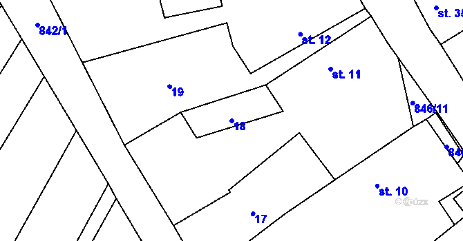 Parcela st. 18 v KÚ Lhotice u Jemnice, Katastrální mapa