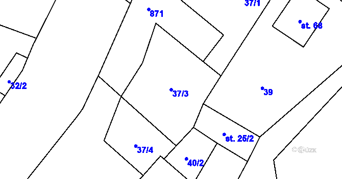 Parcela st. 37/3 v KÚ Lhotice u Jemnice, Katastrální mapa