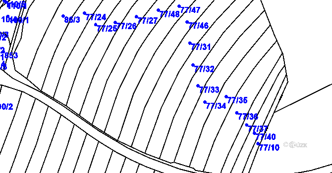 Parcela st. 77/3 v KÚ Lhotice u Jemnice, Katastrální mapa
