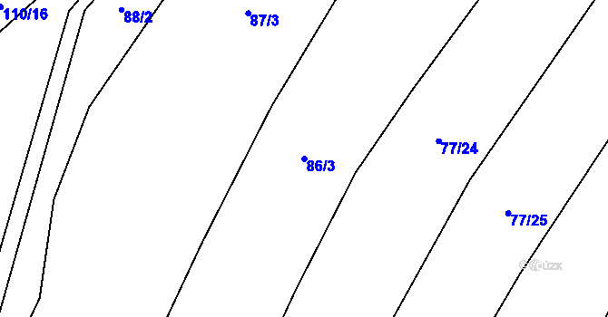 Parcela st. 86/3 v KÚ Lhotice u Jemnice, Katastrální mapa