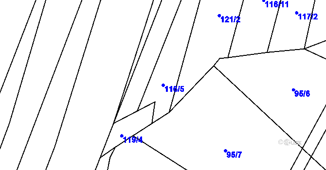 Parcela st. 116/5 v KÚ Lhotice u Jemnice, Katastrální mapa
