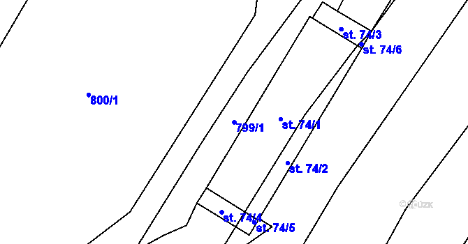 Parcela st. 799/1 v KÚ Lhotice u Jemnice, Katastrální mapa
