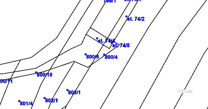 Parcela st. 800/4 v KÚ Lhotice u Jemnice, Katastrální mapa