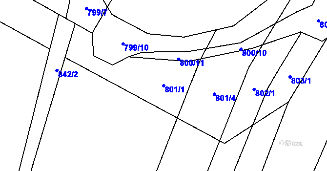 Parcela st. 801/1 v KÚ Lhotice u Jemnice, Katastrální mapa