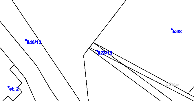 Parcela st. 823/19 v KÚ Lhotice u Jemnice, Katastrální mapa