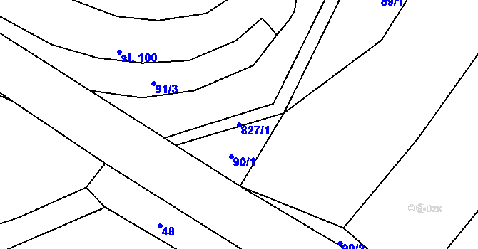 Parcela st. 827/1 v KÚ Lhotice u Jemnice, Katastrální mapa