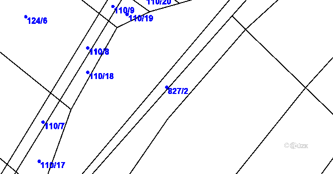 Parcela st. 827/2 v KÚ Lhotice u Jemnice, Katastrální mapa