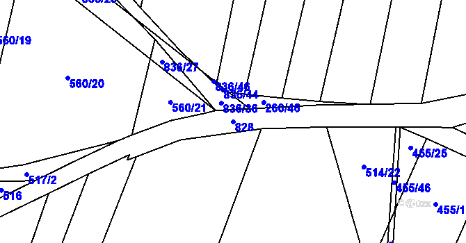 Parcela st. 828 v KÚ Lhotice u Jemnice, Katastrální mapa
