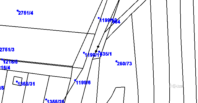 Parcela st. 835/1 v KÚ Lhotice u Jemnice, Katastrální mapa