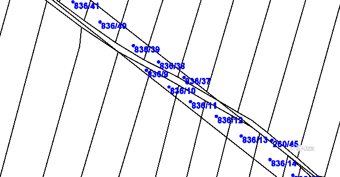 Parcela st. 836 v KÚ Lhotice u Jemnice, Katastrální mapa