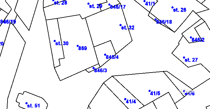 Parcela st. 846/4 v KÚ Lhotice u Jemnice, Katastrální mapa