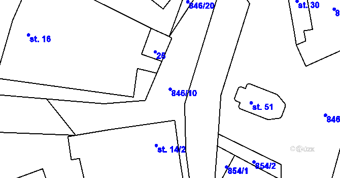 Parcela st. 846/10 v KÚ Lhotice u Jemnice, Katastrální mapa