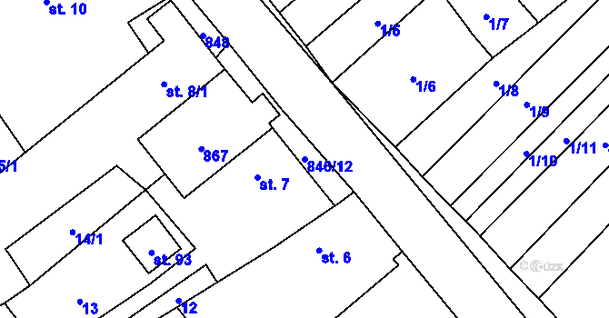 Parcela st. 846/12 v KÚ Lhotice u Jemnice, Katastrální mapa
