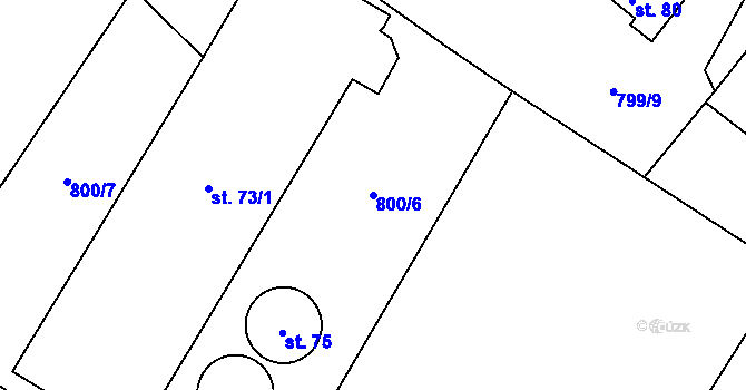 Parcela st. 800/6 v KÚ Lhotice u Jemnice, Katastrální mapa