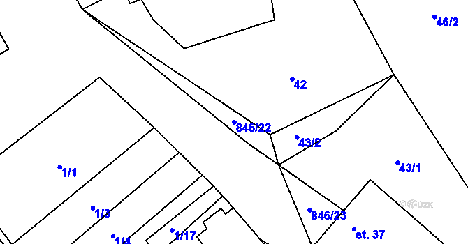 Parcela st. 846/22 v KÚ Lhotice u Jemnice, Katastrální mapa