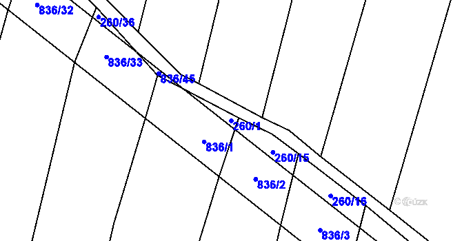 Parcela st. 260/1 v KÚ Lhotice u Jemnice, Katastrální mapa