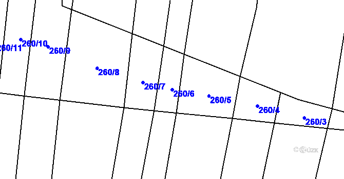 Parcela st. 260/6 v KÚ Lhotice u Jemnice, Katastrální mapa