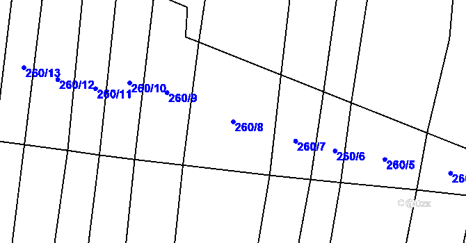 Parcela st. 260/8 v KÚ Lhotice u Jemnice, Katastrální mapa