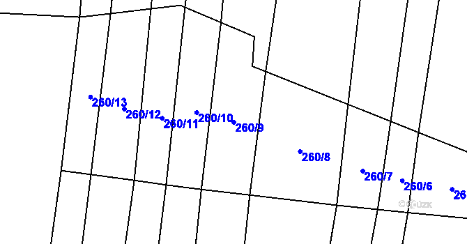 Parcela st. 260/9 v KÚ Lhotice u Jemnice, Katastrální mapa