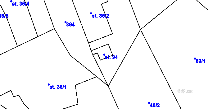 Parcela st. 94 v KÚ Lhotice u Jemnice, Katastrální mapa