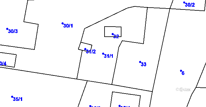 Parcela st. 31/1 v KÚ Lhotka u Hořovic, Katastrální mapa