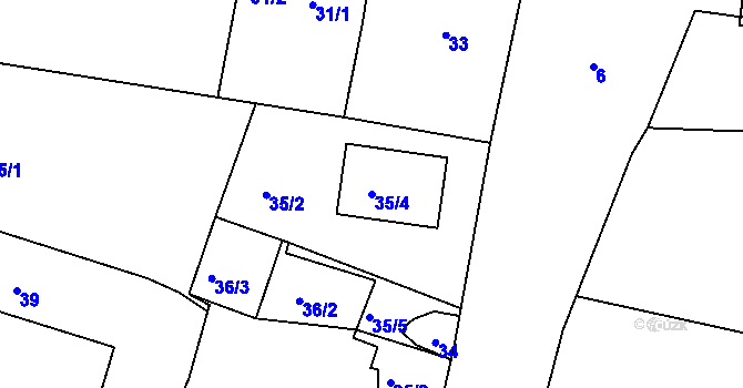 Parcela st. 35/4 v KÚ Lhotka u Hořovic, Katastrální mapa