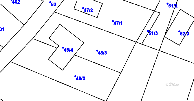 Parcela st. 48/3 v KÚ Lhotka u Hořovic, Katastrální mapa