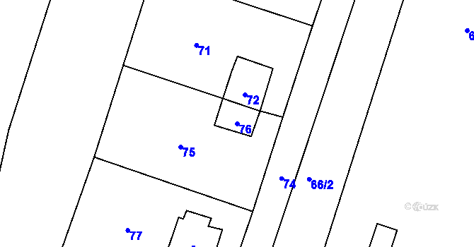 Parcela st. 76 v KÚ Lhotka u Hořovic, Katastrální mapa