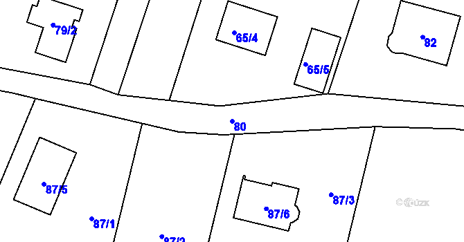 Parcela st. 80 v KÚ Lhotka u Hořovic, Katastrální mapa