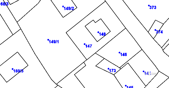 Parcela st. 147 v KÚ Lhotka u Hořovic, Katastrální mapa