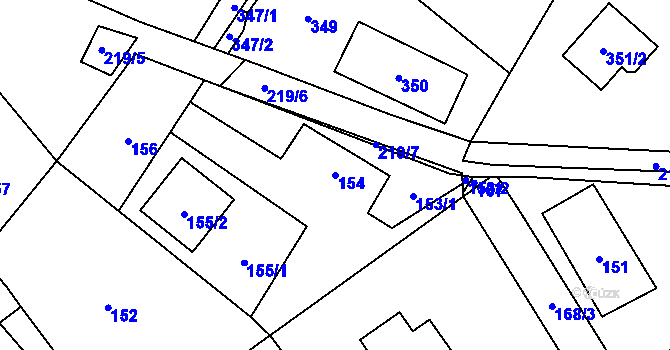 Parcela st. 154 v KÚ Lhotka u Hořovic, Katastrální mapa