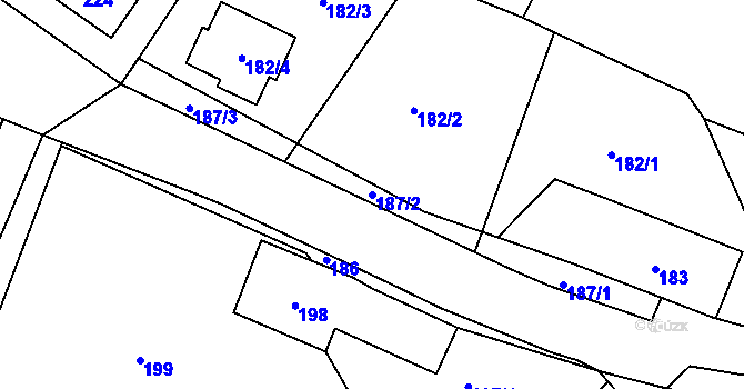 Parcela st. 187/2 v KÚ Lhotka u Hořovic, Katastrální mapa