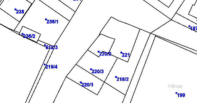 Parcela st. 220/2 v KÚ Lhotka u Hořovic, Katastrální mapa