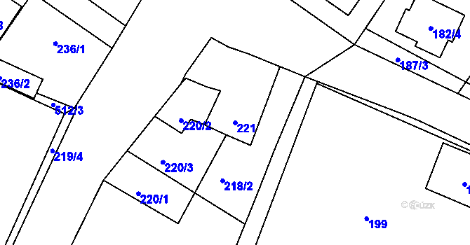 Parcela st. 221 v KÚ Lhotka u Hořovic, Katastrální mapa