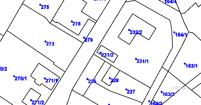Parcela st. 231/2 v KÚ Lhotka u Hořovic, Katastrální mapa