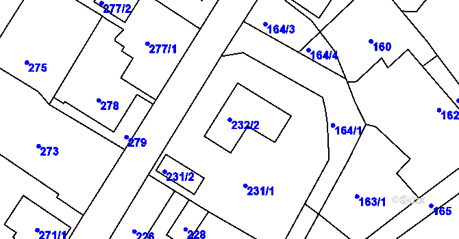 Parcela st. 232/2 v KÚ Lhotka u Hořovic, Katastrální mapa