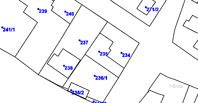 Parcela st. 235 v KÚ Lhotka u Hořovic, Katastrální mapa
