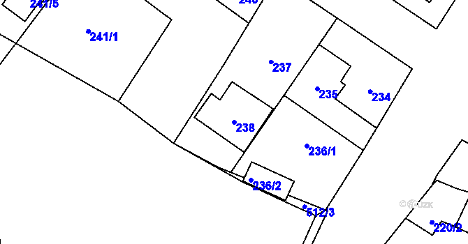 Parcela st. 238 v KÚ Lhotka u Hořovic, Katastrální mapa