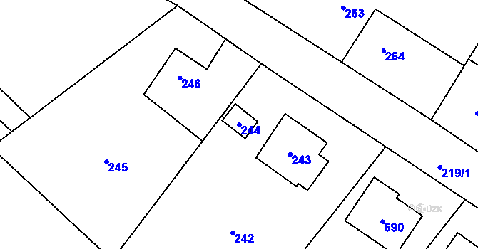 Parcela st. 244 v KÚ Lhotka u Hořovic, Katastrální mapa