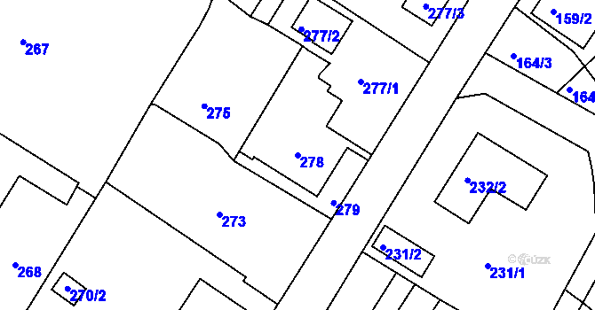 Parcela st. 278 v KÚ Lhotka u Hořovic, Katastrální mapa