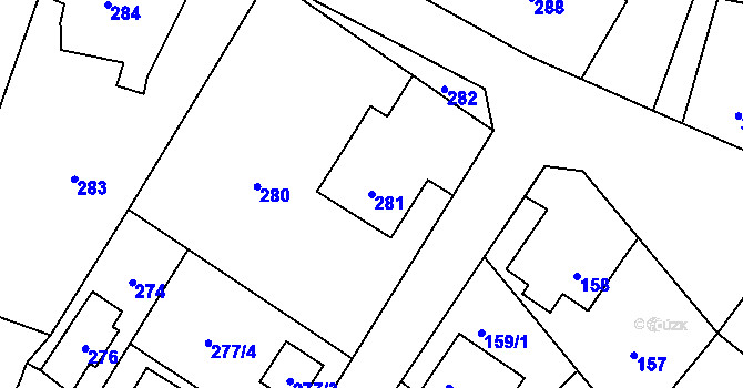 Parcela st. 281 v KÚ Lhotka u Hořovic, Katastrální mapa