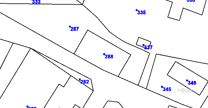 Parcela st. 288 v KÚ Lhotka u Hořovic, Katastrální mapa