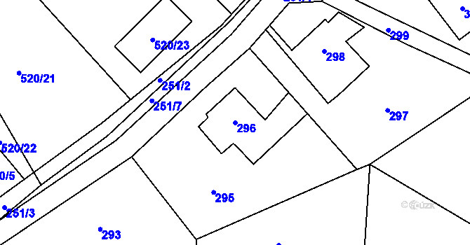 Parcela st. 296 v KÚ Lhotka u Hořovic, Katastrální mapa