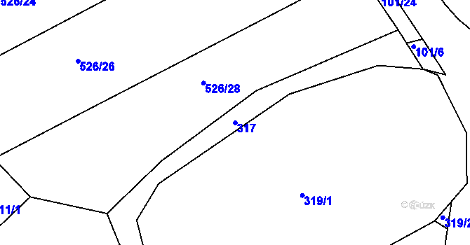 Parcela st. 317 v KÚ Lhotka u Hořovic, Katastrální mapa