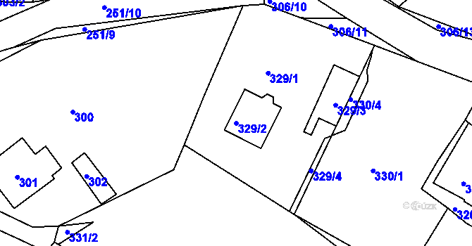 Parcela st. 329/2 v KÚ Lhotka u Hořovic, Katastrální mapa